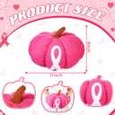 Jetec 12 Inches Pink Pumpkin Pillows Breast Cancer Awareness Decorations Pumpkin Shaped Pillow with Pink Ribbon Pattern for Fall Halloween Home Decor