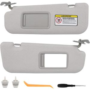 Pair of Left and Right Sun Visor with Clips for Hyundai Elantra 2011 2012 2013 2014 2015 2016 Not for GT Model Gray Color #85210-3X040-TX