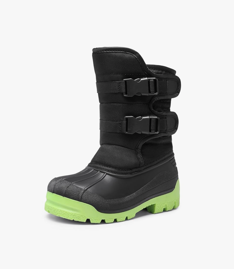 DREAM PAIRS Boys Snow Boots Bright Colored Outsole Hook and Loop Slip Resistant Mid Calf Faux Fur Lining Winter Shoes for Little/Big Kids, Size 13