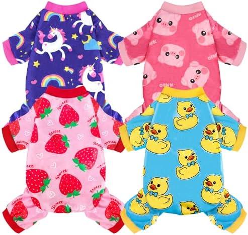 4 Pack Dog Pajamas Soft Lightweight Dog Recovery Suit Onesie Clothes for Small Medium Large Female Pet Boys Girls Dogs Cats