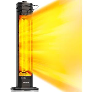 Patio Heaters for Outdoor Use, Haimmy 34-Inch 1500W Indoor & Outdoor Electric Infrared Heater with 3 Heat Levels, IPX5 Waterproof, Tip-Over & Overheat Protection, Instant Heating for Patio, Garage