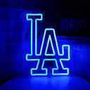 WonderfulLife Dodgers Neon Sign for Garage or Man Cave Decor,Gifts for Men With Dodge Baseball Team Logo,Blue Neon for Party,Bar,Dorm,Office Wall Art and Game Room Deco. (LA)