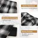 BAMBOO COOL Men's Pajama Bottoms Plaid Pajamas Pants for Men Soft Long Lounge Woven Pj Sleep Pant with Pockets (Black, M)