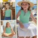 LessonZoo Girls' Tank Tops Sleeveless Shirts, Mint Green, 13-14 Years