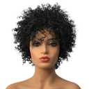 Wiginway Black Short Afro Curly Hair Wigs for Black Women Natural Looking Fashion African American Wigs Synthetic 8 Inch
