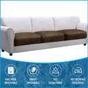 Couch Cushion Covers Leather-Look 3PC Stretch Sofa Seat Slipcover Sets for Living Room Individual Sofa Cushion Cover Couch Seat Protectors, Pet-Friendly, Non-Slip, Easy Fit - Brown