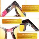 10 x Night Vision Driving Glasses Polarized Anti-glare, HD Yellow Tinted Glasses for Women Men (A07 Flower/Yellow)
