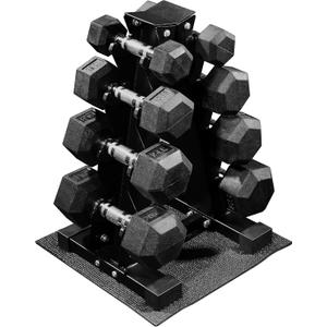 Fitvids 100LB Rubber Coated Hex Dumbbell Weight Set and Storage Rack, 5-20 lbs Pairs