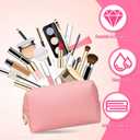 Kigeli 15 Pcs Aesthetic Makeup Bags PU Leather Cosmetic Pouches Waterproof Plain Toiletry Bags Makeup Pouches Bulk for Women Party Gift Travel Storage Organizer(Pink)