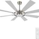 ELEHINSER 80 Inch Ceiling Fan with Lights and 3 Downrods, 8 Plywood Blades, 6-Speed Noiseless Reversible DC Motor, 3CCT, Windmill Ceiling fan for Kitchen Bedroom Living Room, Nickel and Silver