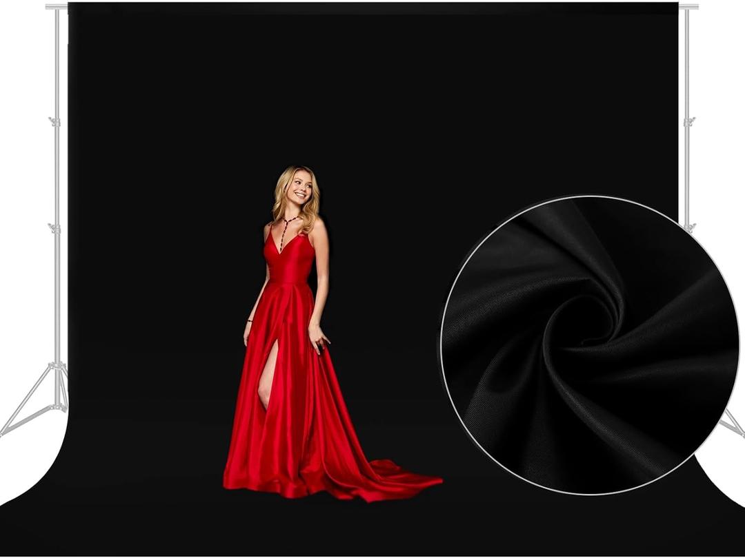 Aimosen 10x10 FT Black Backdrop Background for Photography, Large Photo Backdrop Curtain Drapes, High Density Polyester Fabric Screen for Party Portrait Photoshoots Booth Video Studio