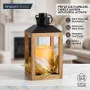 Decorative Farmhouse-Style Wooden Lantern Containing Flowers