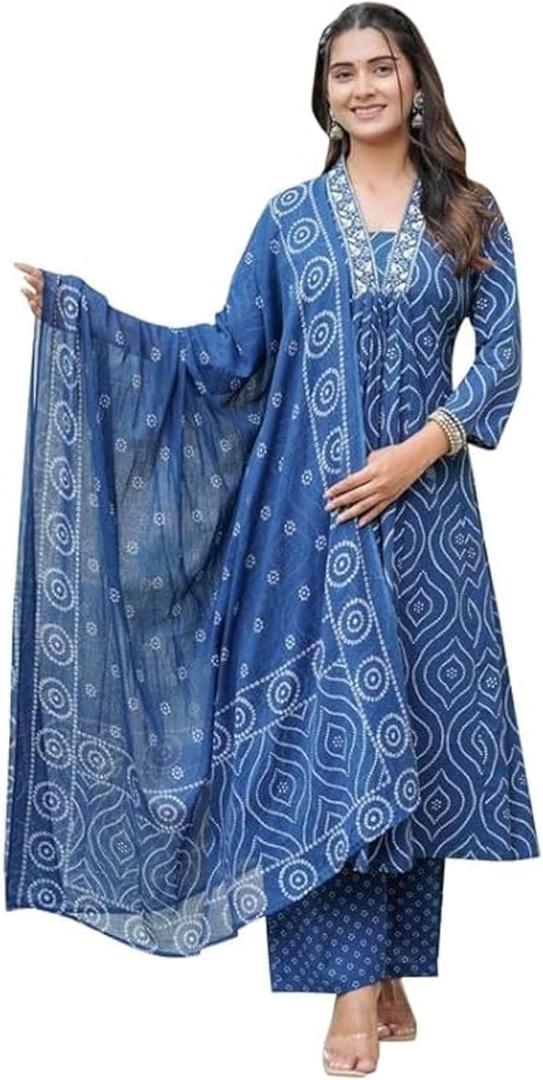 Rayon Anarkali Indian Kurti For Women Summer Dress Kurta Pant With Dupatta Set | Comfortable Rayon Fabric