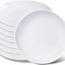 CAMBUY Melamine Plates 8 Pack 8 Inches Plastic Dinner Plates Set Services Lightweight Unbreakable Dinner Dishes for Kitchen Outdoor Camping