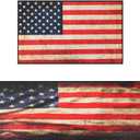 Duraaamo 2 Pcs 4th of July Kitchen Rugs and Mats Mode Stars and Stripes Door Mats 17x29 and 17x49 Inch Independence Day Memorial Day Red White Blue Retro Floor Rugs for Patriotic Home Decor