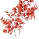 HOHOTIME Fake Fall Leaves Stems, 2 Pcs 35.4" Artificial Leaves Branches in Vase, Autumn Maple Leaf Decorations,Faux Foliage for Kitchen Thanksgiving Table Centerpieces Wedding Shop Office Home Dcor