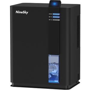 NineSky Dehumidifier for home, 98 OZ Dehumidifier for Room, Dehumidifiers for Bathroom, Bedroom, Basement (800 sq. ft.) with Auto Shut Off, 5 Colors LED Light(H2 Black)