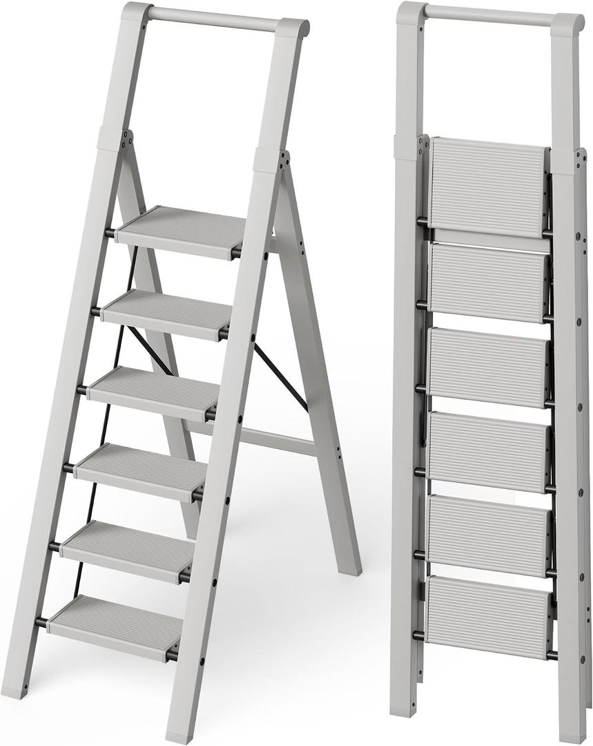 Mayi Plus 6 Step Ladder Foldable, Aluminum, Lightweight Step Stool