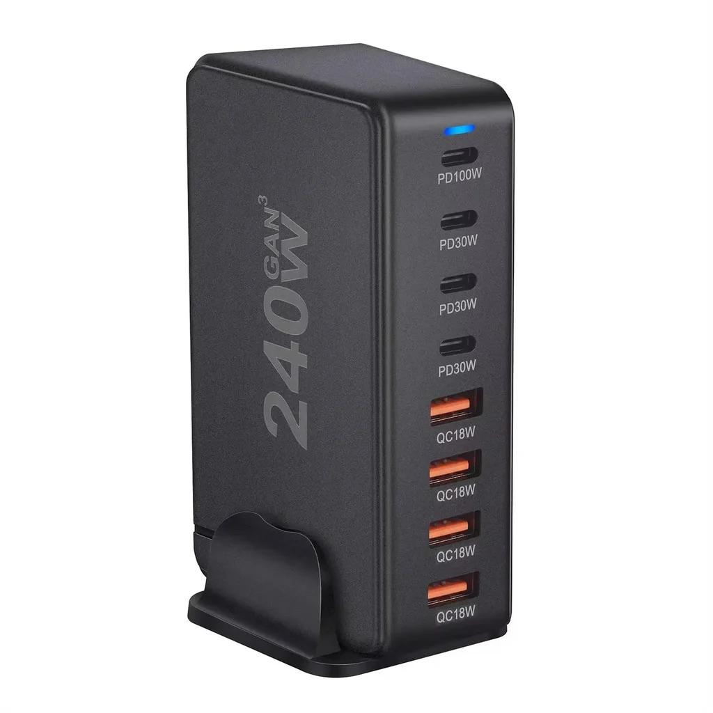 Fast Charger, 8 Port GAN USB Charging Station Hub, Multi Port USB C Charger Compatible with iPhone 16/16 Pro/15/15 Pro, MacBook Air, iPad Pro, Dell XPS, Samsung Galaxy S23 S22