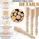 4 Pcs Wooden Farmhouse Table Legs, 29"x3.5'', Round