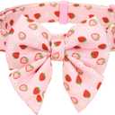 Cute Bowtie Dog Collar Adjustable Dog Bow Tie Collars for Small-Large Female Girl Dogs Gift, Pink Strawberry
