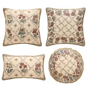 Patdrea Designer Throw Pillow Covers Set of 4,French Vintage Blue Linen with Floral Collection Pattern Pillow Cover,Decorative Rectangle and Square Pillowcases Cushion for Bed Living Room Outdoor