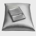 Satin Pillowcase with Zipper, for Hair and Skin Care, Feels Soft and Cool Like a Silk Pillowcase, Satin Pillow Cases 2 Pack, Slik Pillow Cover, Silver Grey, Queen Size, Set of 2