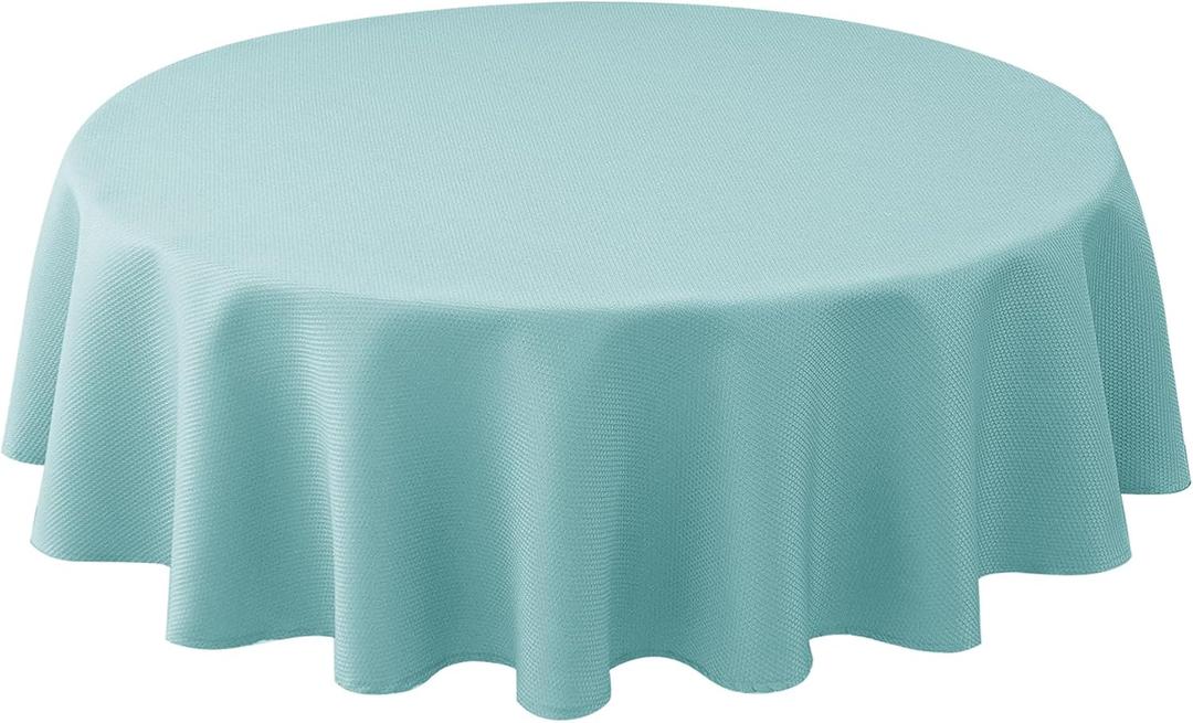 Biscaynebay Round Tablecloth 60 Inch-Auqa Blue Outdoor Fabric Table Cover-Small Circle Folding Table Cloths Linen Water Resistant for Kitchen Dining Picnic Patio Outdoor Party Restaurant Tables