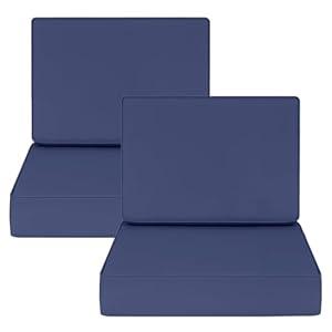 AAAAAcessories Outdoor Deep Seat Cushions for Chairs, Foam Pillow, Waterproof, Fade Resistant Cover for Patio Furniture Replacement, Set of 2, 24 x 24 x 5 Inch, Navy Blue