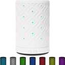 Essential Oil Diffuser Home Fragrance Aromatherapy Diffuser with 7 LED Color Changing Light and Auto Off Safety Switch Light Ceramic Diffuser White