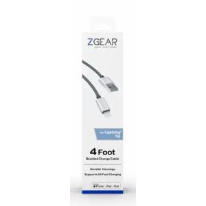 ZGEAR 4 Foot Braided Charge Cable with a Lightning Tip