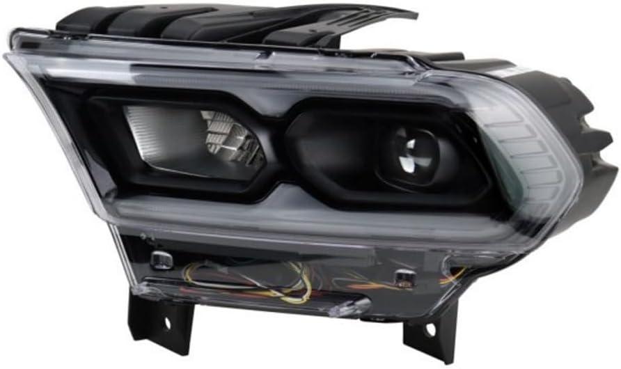For Dodge Durango 2021 2022 Headlight Driver Side | LED | Clear Lens | Black Housing | With Projector | High/Low Beam | With LED Daytime Running Light Bar | Replacement For CH2502345 | 68433783AE
