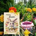 3 x Easter Garden Flag Happy Easter Bunny Garden Flag 12x18 Inch Double Sided for Outside Eggs Bunny Holiday Yard Outdoor Flag Decoration