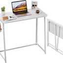 WOHOMO Folding Desk, 31.5" Small Desk for Small Spaces, Easy Assemble Foldable Computer Desk for Laptop, Mini Portable Working Table Narrow Wooden Writing Workstation for Home Office, White