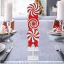 3 Pcs Christmas Table Decorations Wooden Candy Set Tiered Tray Decor Red and White Candy Centerpieces Wood Decorations for Home Tables Christmas Decor (Fresh)