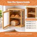 Corner Bread Box for Kitchen Countertop: Bamboo Storage Container for Homemade Bread, Two Layer Breadbox under Cabinet Mount, Large Bread Holder for Kitchen Counter, Pantry Shelf, Mini