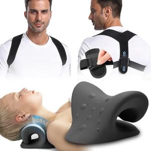 iBYWM Neck Stretcher & Posture Corrector for Women and Men, Cervical Traction for Spine Alignment, Adjustable Upper Back Brace & Elastic Support for Shoulder Back Pain Relief (Black)