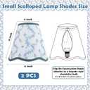 VIHOSE 2 Pcs Small Scalloped Lamp Shades Chandelier Lamp Shades 3 x 6 x 6 Inch Blue and White Linen Fabric Mini Scallop Lampshades with Trim Natural Tapered Lampshades for Wall Sconce Pendant Light