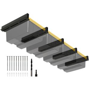 Overhead Garage Storage Rack 4-Bin, Heavy Duty Ceiling Racks w/ 400 LBS Load Capacity for Utility Bin, Powder Coated Tote Rack for Garages, Sheds, Storerooms,(5 PCS, for 4 Bins)