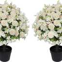 24" Artificial Potted Flowers for Outdoor, Pompon Mums Faux Plant
