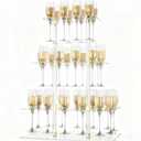 HeiMma Champagne Display Holder Stand for Party, 3 Tier Clear Acrylic Wine Glass Stemware Rack Martini Flute Holder with Led Light, Cocktail Tree Stand for Drinks, 32 Slots, Measures 26" x 20" x 12"