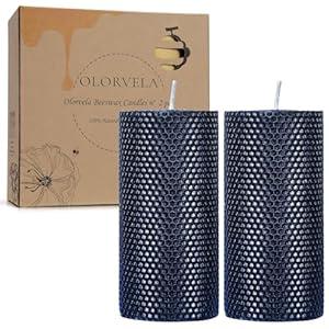 2x4 Inch Hand Rolled Beeswax Pillar Candles -100% Pure Beeswax Candles 2 Pack-36 Hour Burn Time,Natural Unscented Bees Wax Candles for Home Decor, Prayer, Christmas, Party