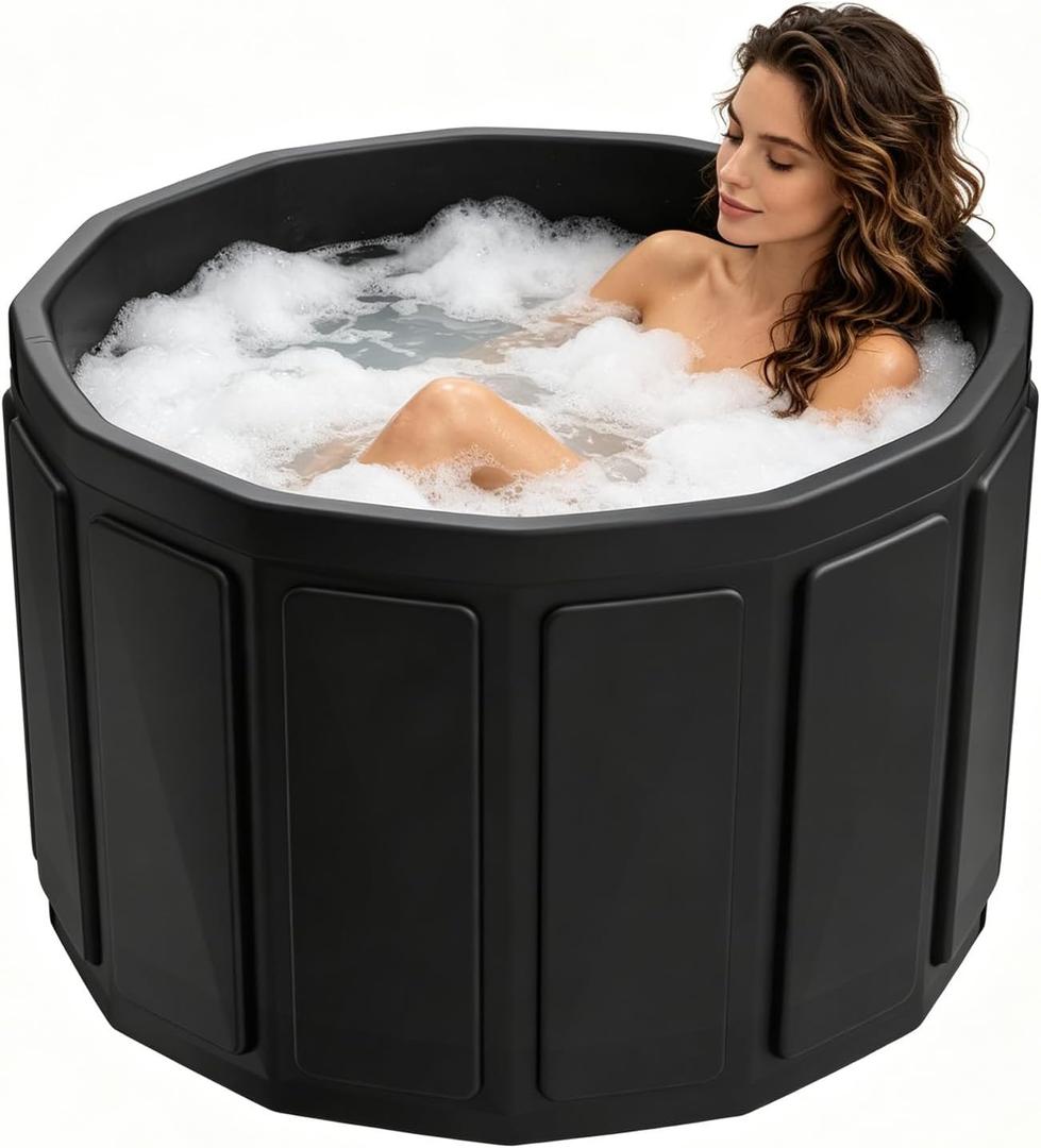 HAIKE Portable Bathtub Adult 89 Gal, 6-Layer Insulated Non-Inflatable Collapsible Bath Tub, Foldable Bathtub for Adults with Dual Drainage, Portable Tub for Home Gyms Outdoor (Black 31.5x26.4 Inch)