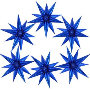 72 Pcs Star Balloons Foil Explosion Balloons Magic 12 Point Star Cone Balloon Arch Garlands Large for Birthday Wedding Anniversary Graduation Party Decorations Backdrops Blue