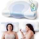 Bedsure Cervical Neck Pillow - Memory Foam Pillows for Ergonomic Orthopedic Pillow for Neck Pain Relief, Double - Sided Design Shape Gently Cradles Head & Provides for Side & Back Sleepers, Queen
