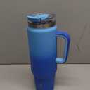 Meoky 32oz Tumbler with Handle, Stainless Steel Travel Mug with 2-in-1 Straw and Sip Lid, Vacuum Insulated Coffee Mug, 100% Leak Proof, Keeps Cold for 24 Hours or Hot for 8 Hours (Sky)