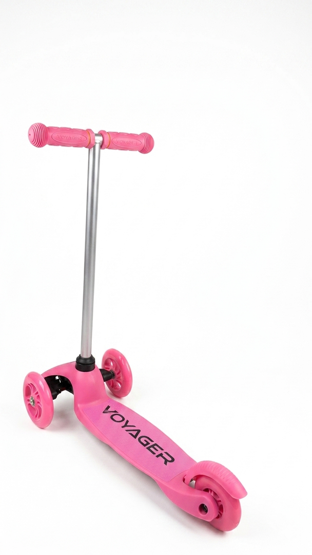 Kids Mini Kick Scooter Toy w/Light-Up Wheels, Height Adjustable T-Bar, Foot Break - Pink