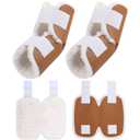2 Pcs Sheepskin Elbow Protectors Brown Soft Elbow Arm Cushions Pads with Adjustable Straps Pressure Sore Prevention Pain Relief for Elderly Bedridden Patients Surgery Recovery