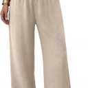 Sampeel Wide Leg Pants Woman High Waist Trousers with Pockets Casual Lounge (L)