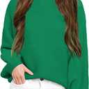 Girls Pullover Sweaters Kids Long Sleeve Drop Shoulder Sweaters Casual Boat Neck Knit Jumper Tops (Green)